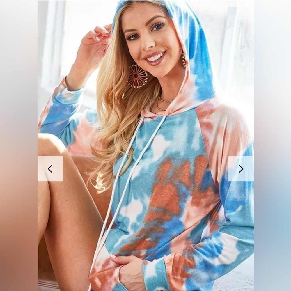 BiBi Tie Dye Jersey Knit Hoodie With Kangaroo Pocket